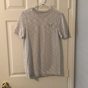Gray and White Under Armour T-shirt